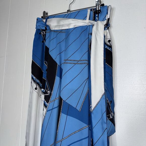 J. Crew Women’s Tie Waist Pant in Ratti Regatta Print Blue Size 6 - Picture 4 of 7